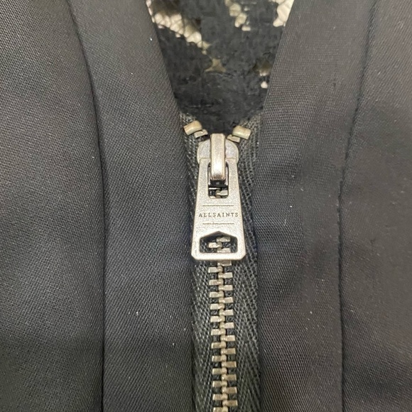 All Saints Layton Little Black Zipper Front Lace Back Sheath Dress SIZE SMALL - Picture 7 of 7